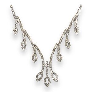 RHINESTONE SILVER NECKLACE WEDDING EVENT GIFT FORMAL PAGEANT